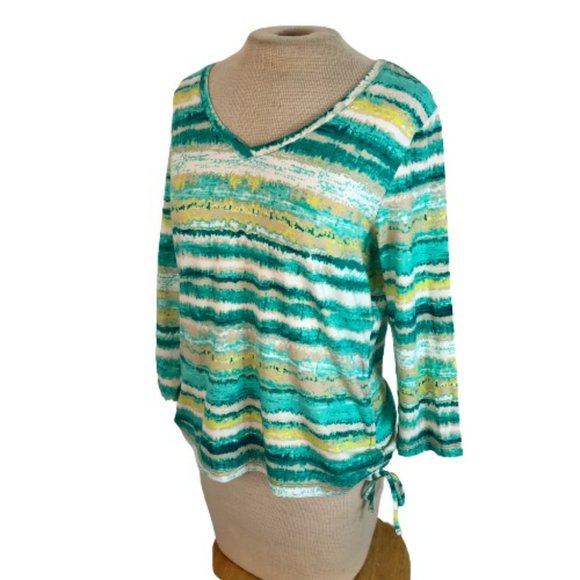 Caribbean Joe Tops - Caribbean Joe V Neck Side Scrunch T Tee Shirt Top